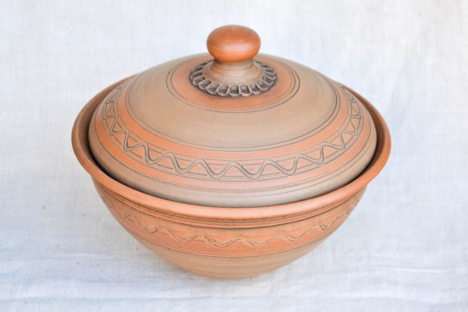 Clay bowl with lid handmade ceramic bowl eco friendly tableware kitchen decor photo 4