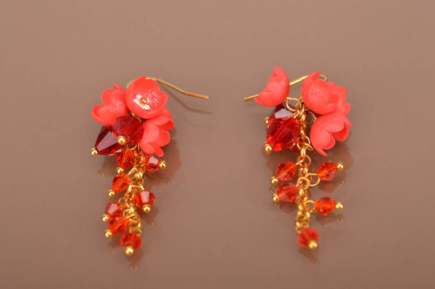 Handmade Ohrringe Juwelier Modeschmuck Geschenk für Frauen an Kette schön grell foto 4