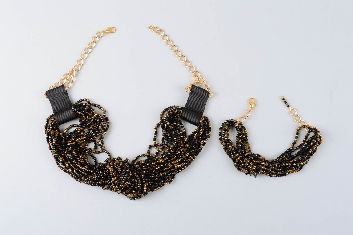 Unusual handmade beaded necklace beaded bracelet designs artisan jewelry set photo 3