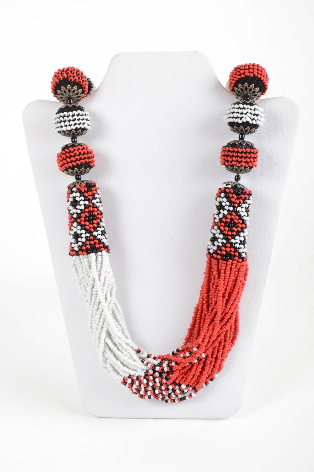 Beaded necklace in ethnic style handmade massive necklace stylish accessory photo 2