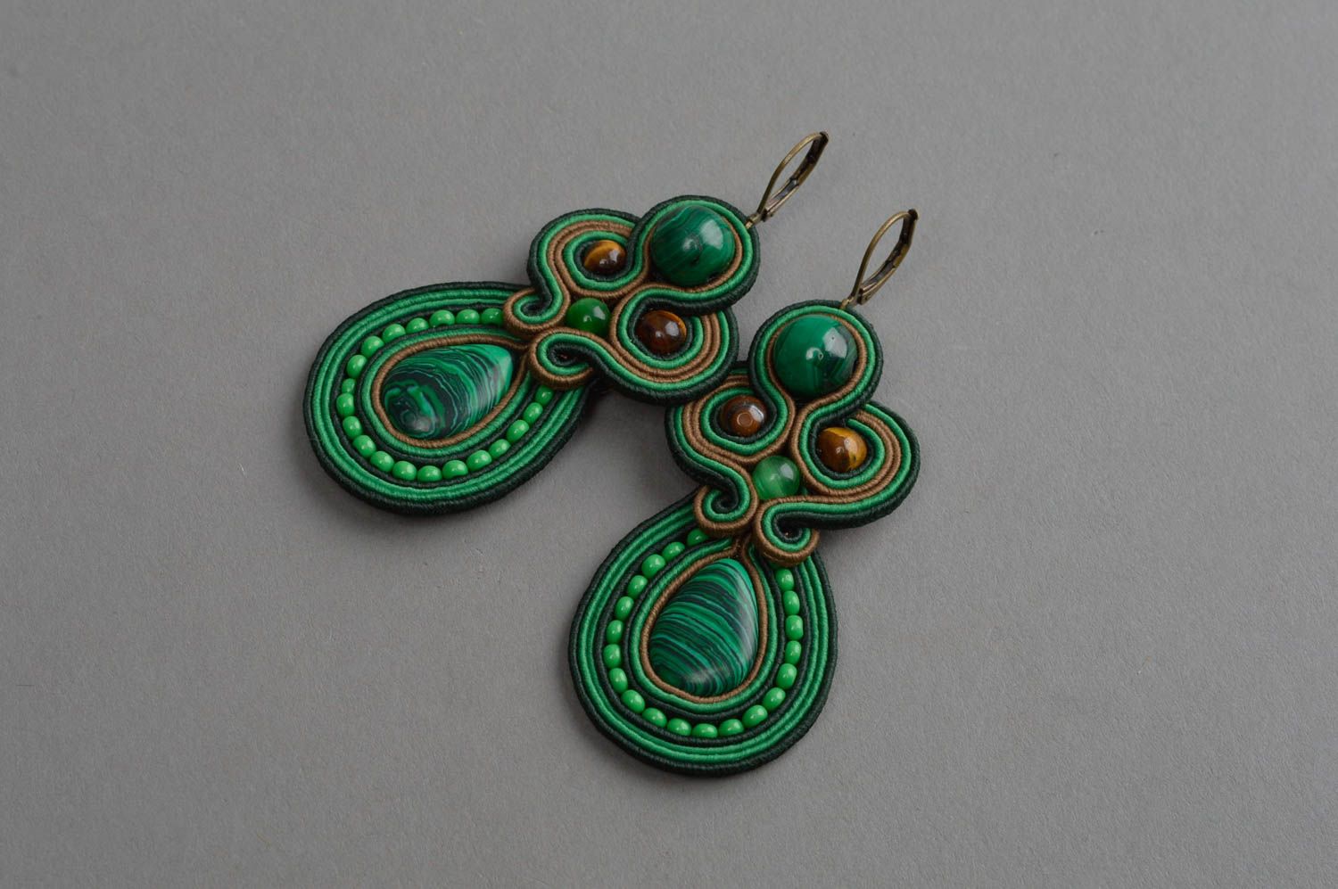 Soutache earrings handmade accessory evening jewelry soutache bijouterie