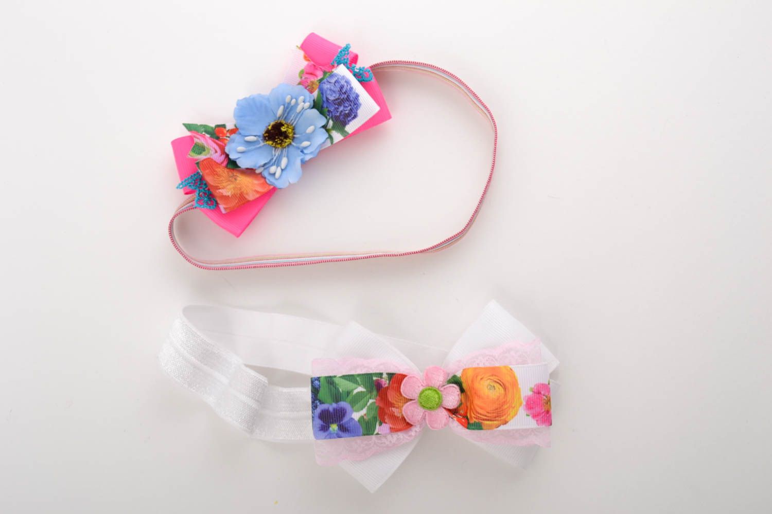 Unusual handmade flower headband 2 pieces hair ornaments accessories for girls photo 2