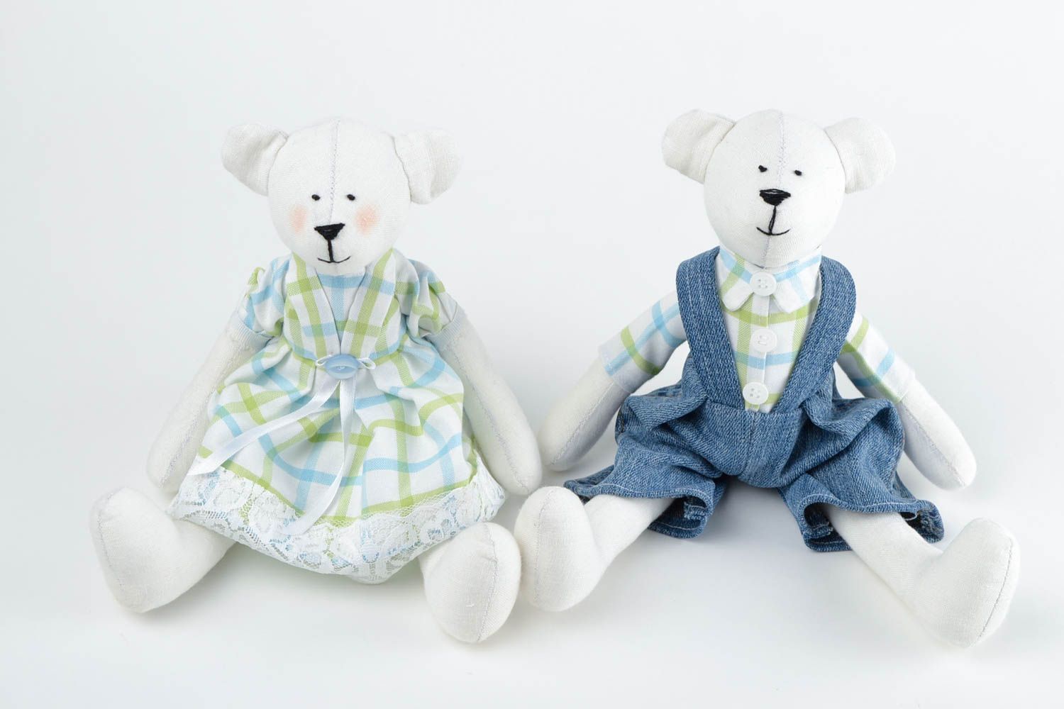 Handmade Kuscheltiere Bären Haus Dekor Geschenk für Kinder Set 2 Stück süß foto 4