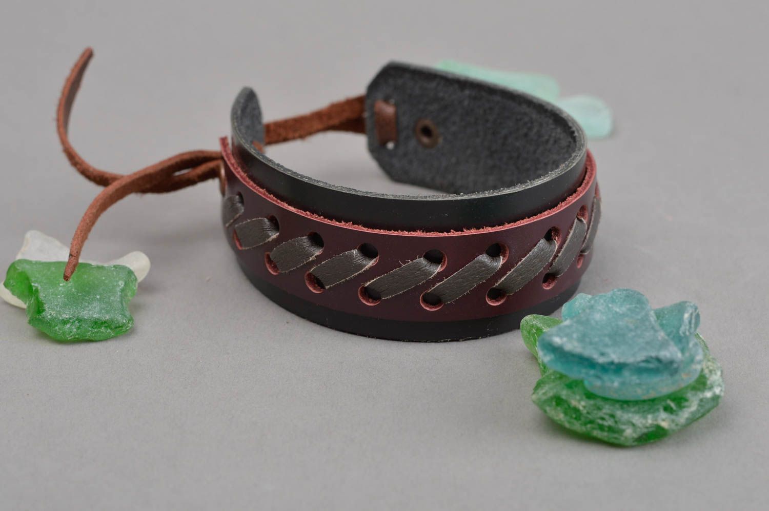 Designer bracelet handmade accessories made of genuine leather handmade jewelry  photo 1