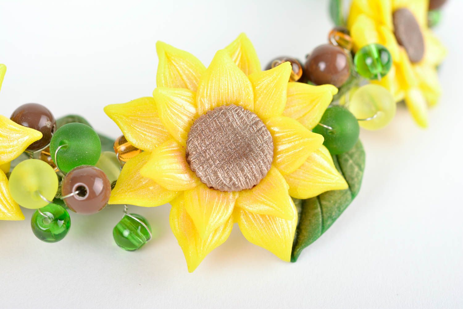 Sonnenblumen Damen Halskette Halsschmuck für Damen Schmuck Collier handgemacht foto 2