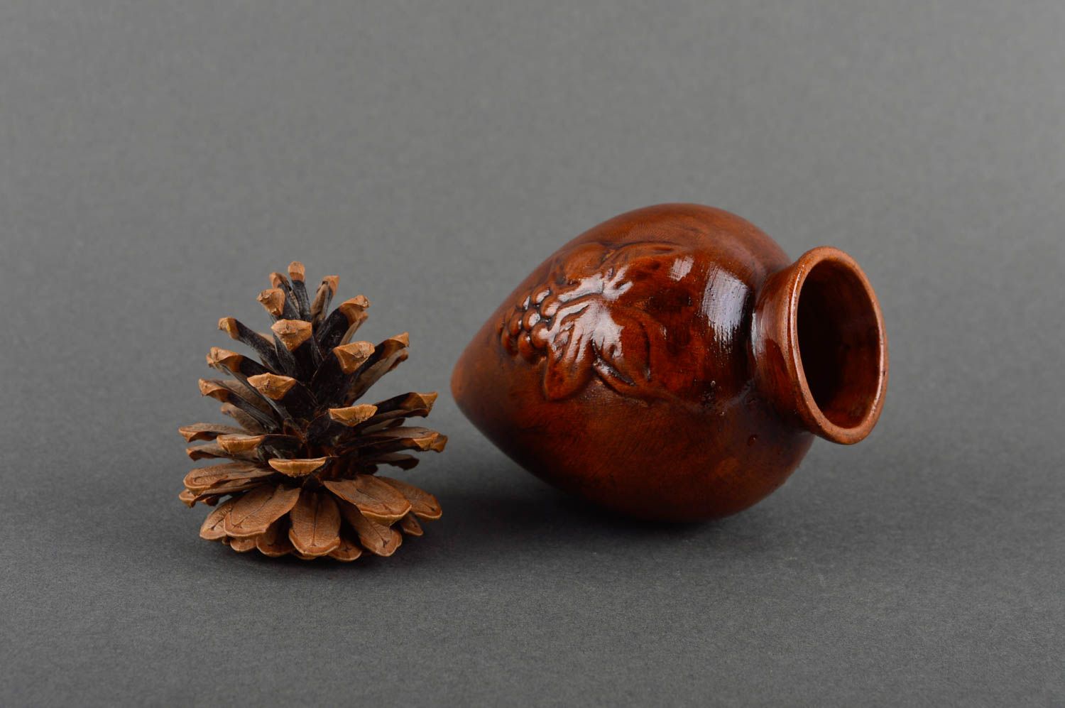 Handmade ceramic wine 6 oz pitcher goblet 3 inches, 0,28 lb photo 1