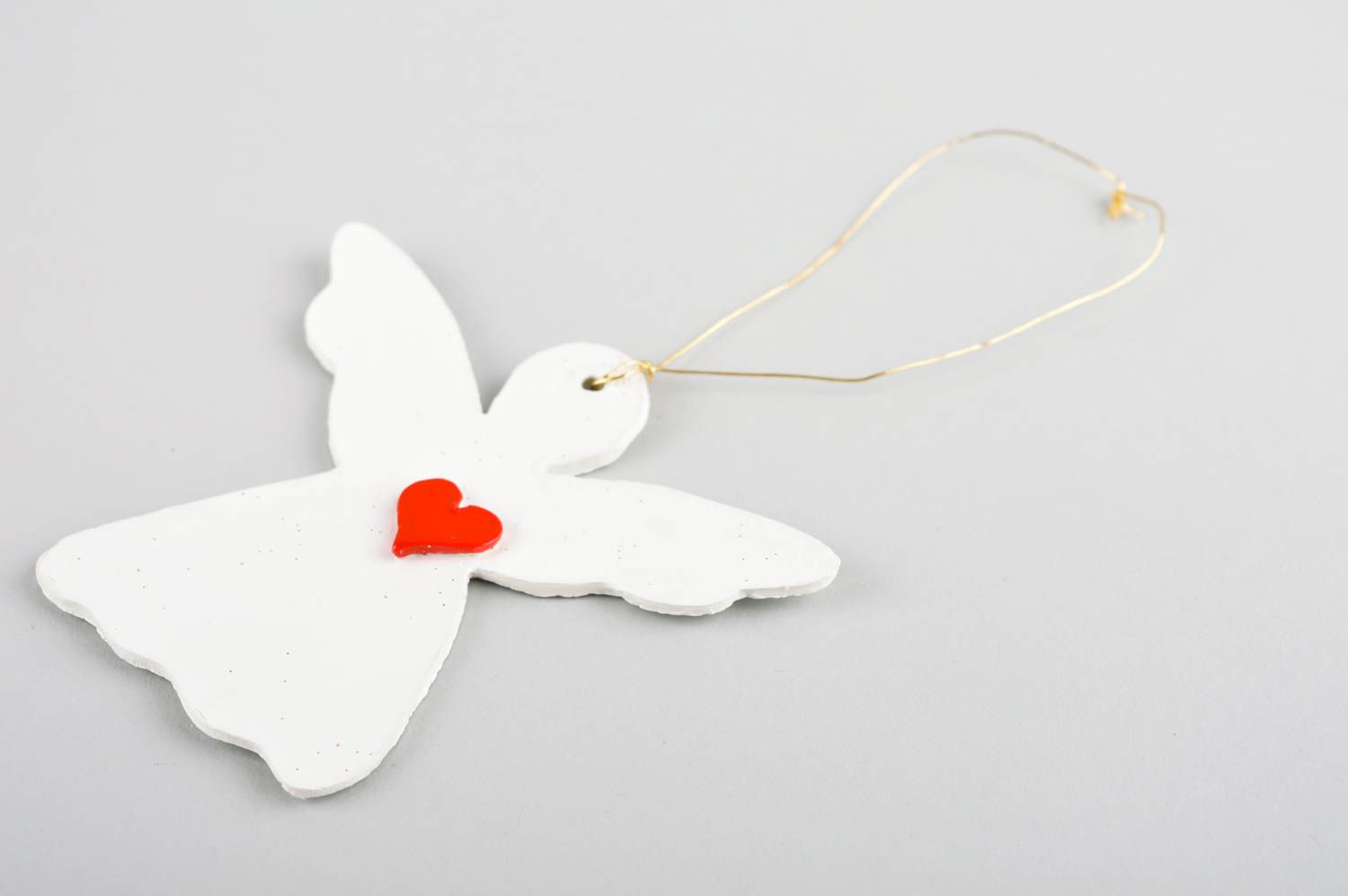 Игрушка на елку хэнд мэйд декор для дома игрушка из полимерной глины Ангел белый фото 3