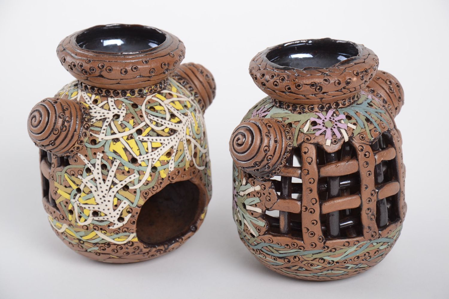 Set Kerzenhalter aus Ton handmade Wohnzimmer Deko originell Deko Kerzenhalter 2 foto 4