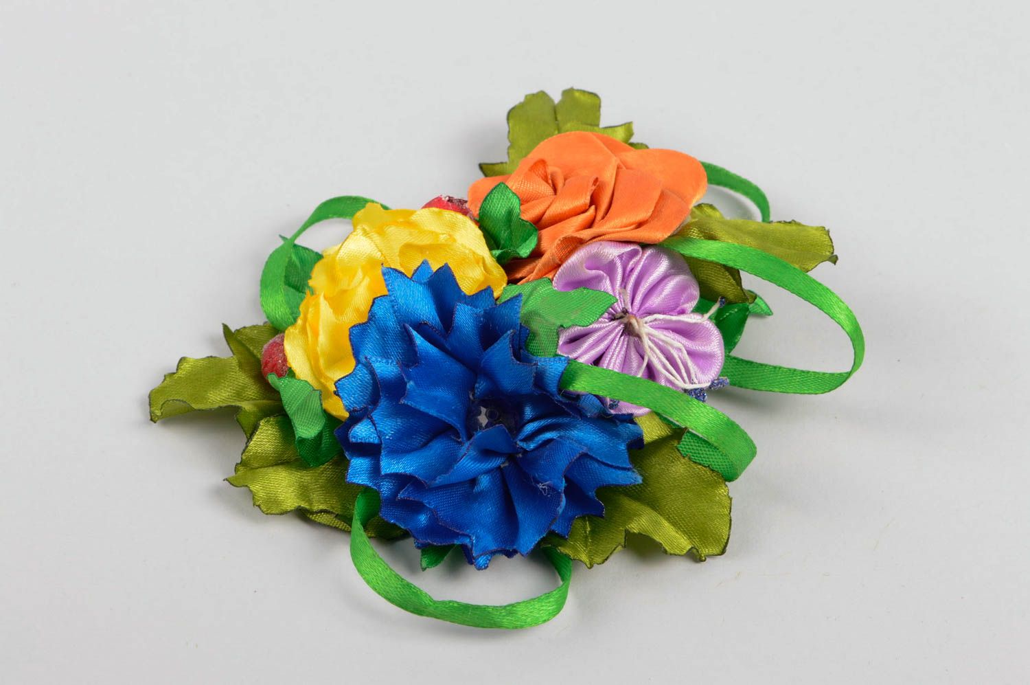 Grelle bunte Blumen Haarspange handgemachter Schmuck Accessoire für Mädchen  foto 2