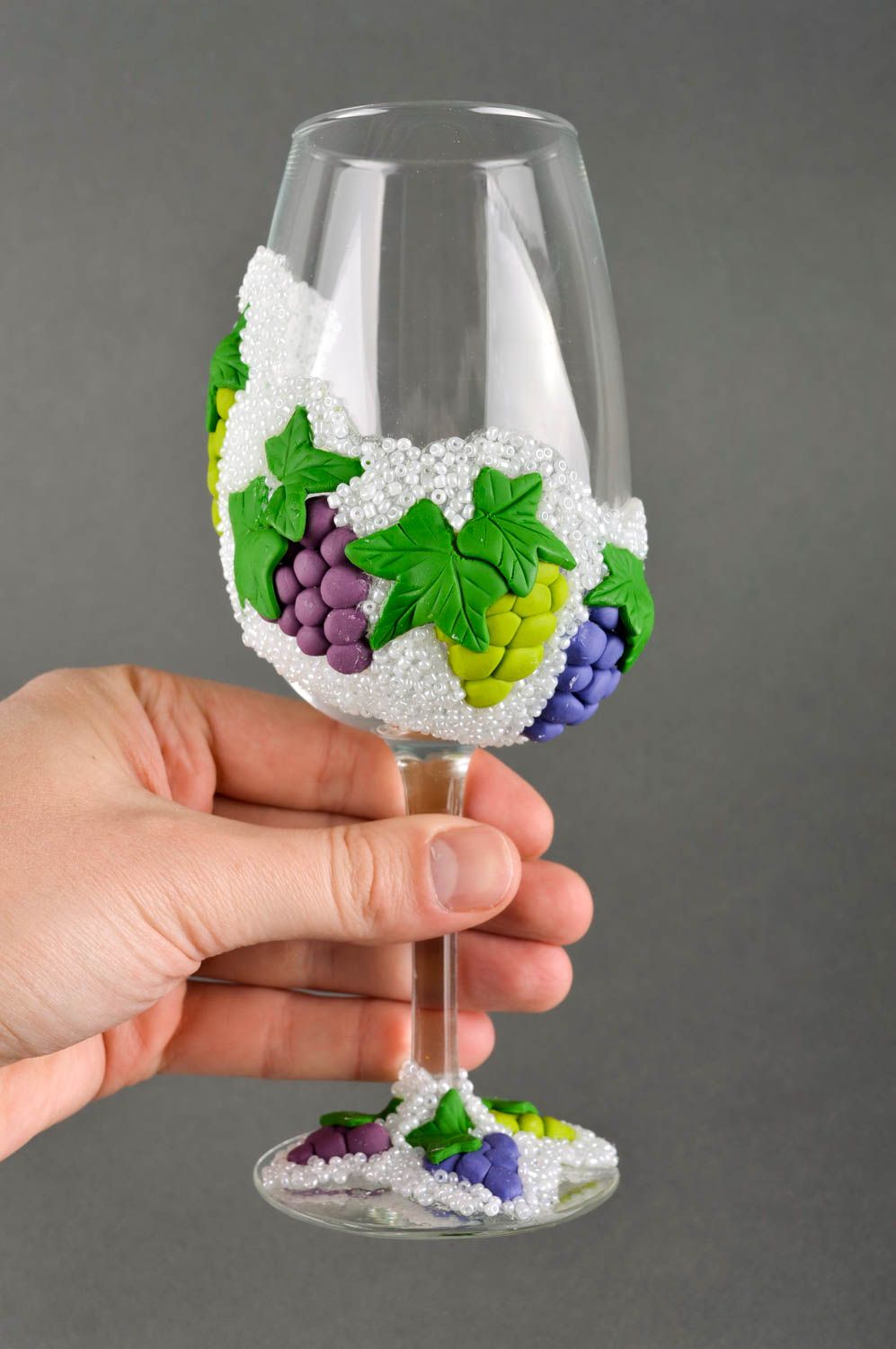 Flûtes à champagne fait main 2 Verres à vin originaux décorés Service vaisselle photo 5