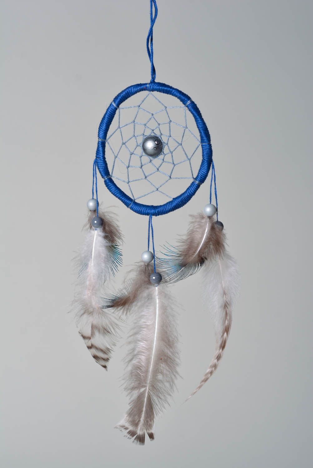 Ловец снов украшение ручной работы индейский оберег оригинальный подарок синий фото 1