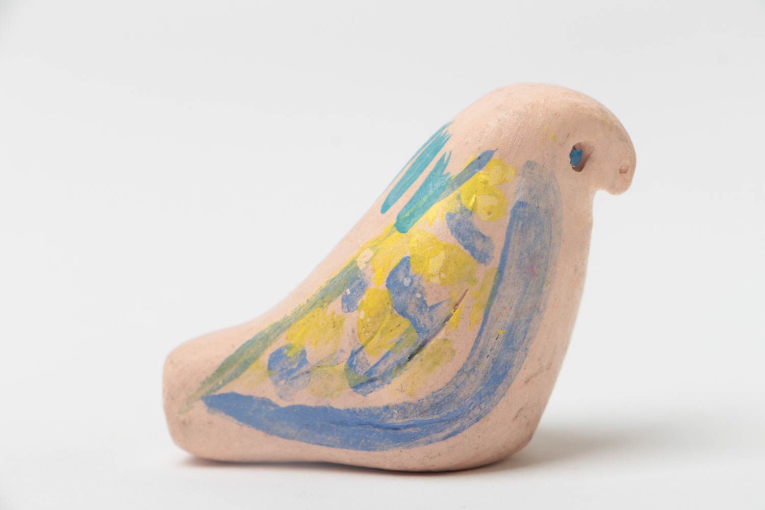 Игрушка из глины свисток ручной работы с росписью красками детская Птичка фото 2