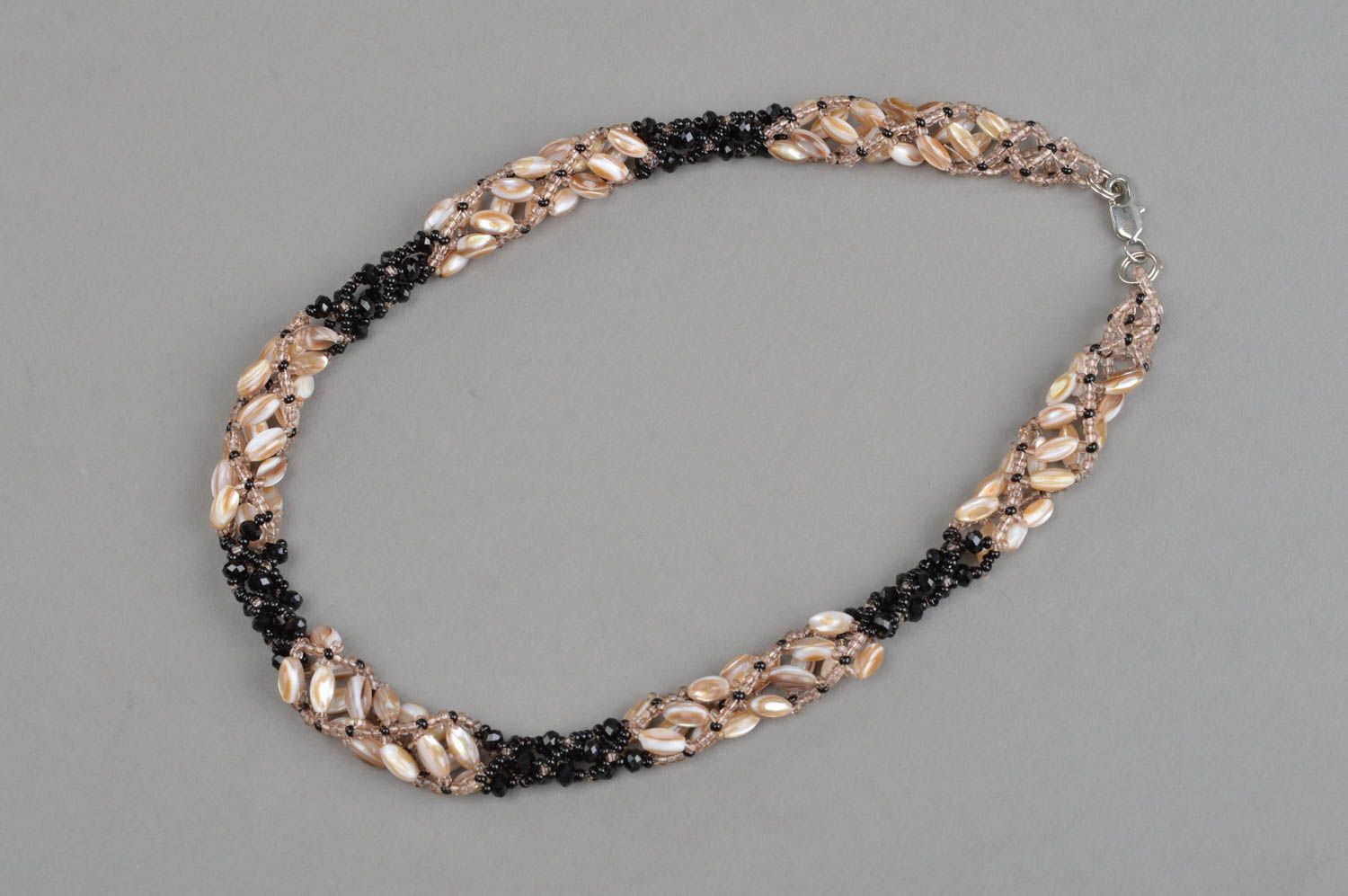 Necklace with cat's eye stone beads handmade beautiful female jewelry photo 4