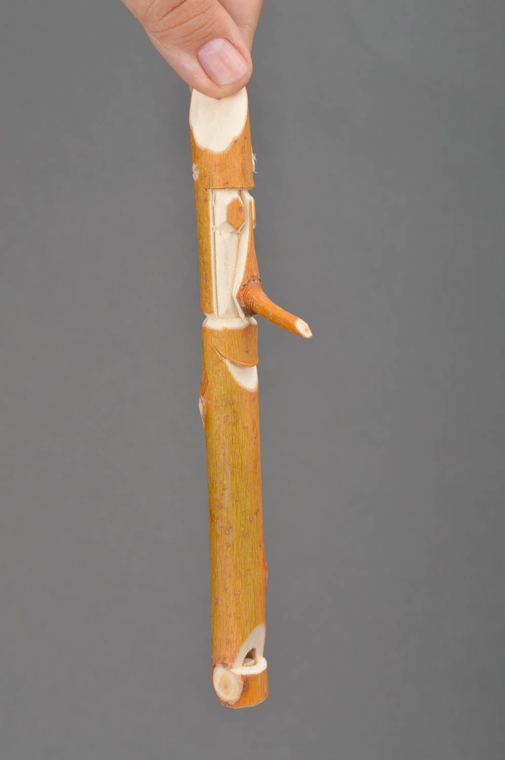 Деревянное музыкальное изделие свисток деревянный мужское лицо ручной работы фото 2