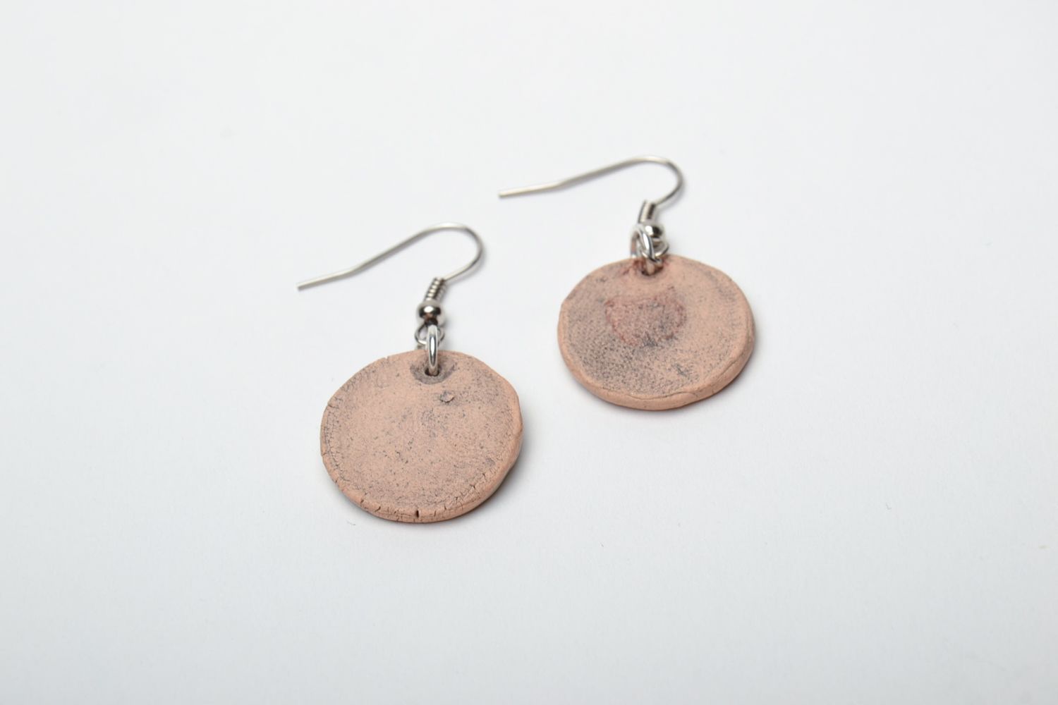 Ceramic earrings with print of plants photo 4