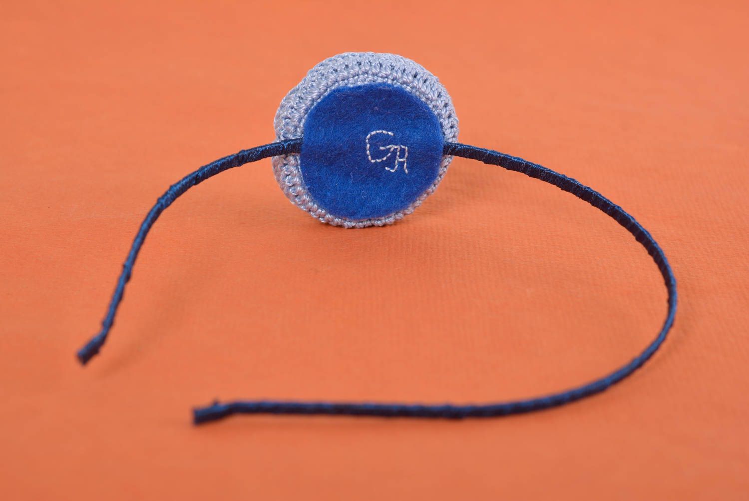 Аксессуар для волос handmade обруч на голову женский аксессуар с синим цветком фото 5