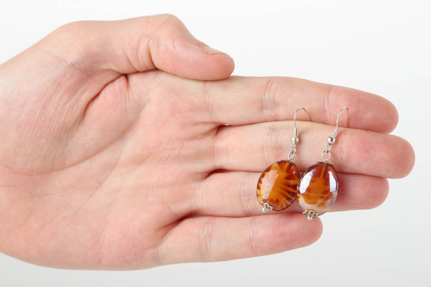 Handmade schöne braune Glas Ohrringe Accessoire für Frauen Designer Schmuck  foto 5