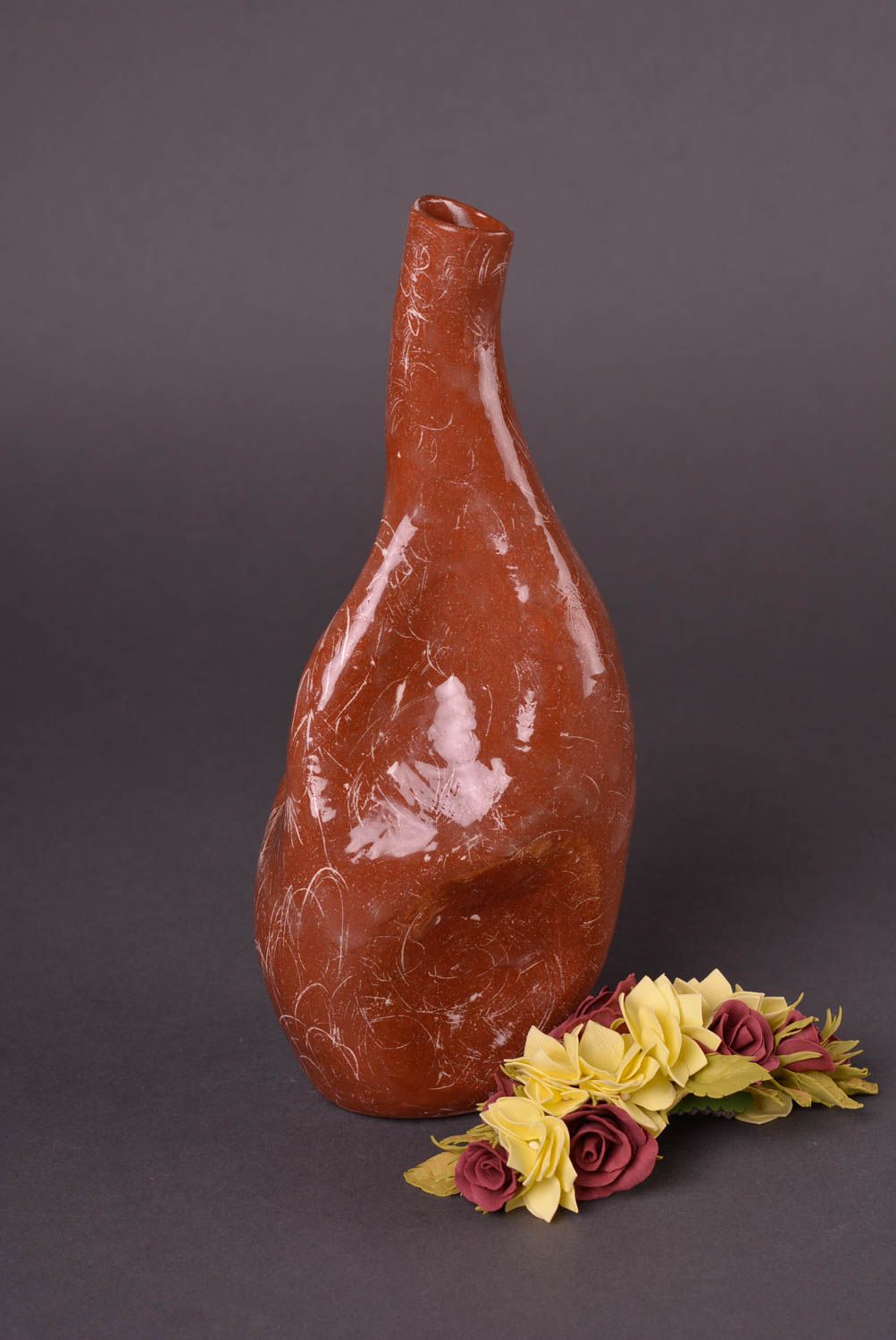 Подарок ручной работы глиняная бутылка необычная керамическая бутылка 700 мл фото 1
