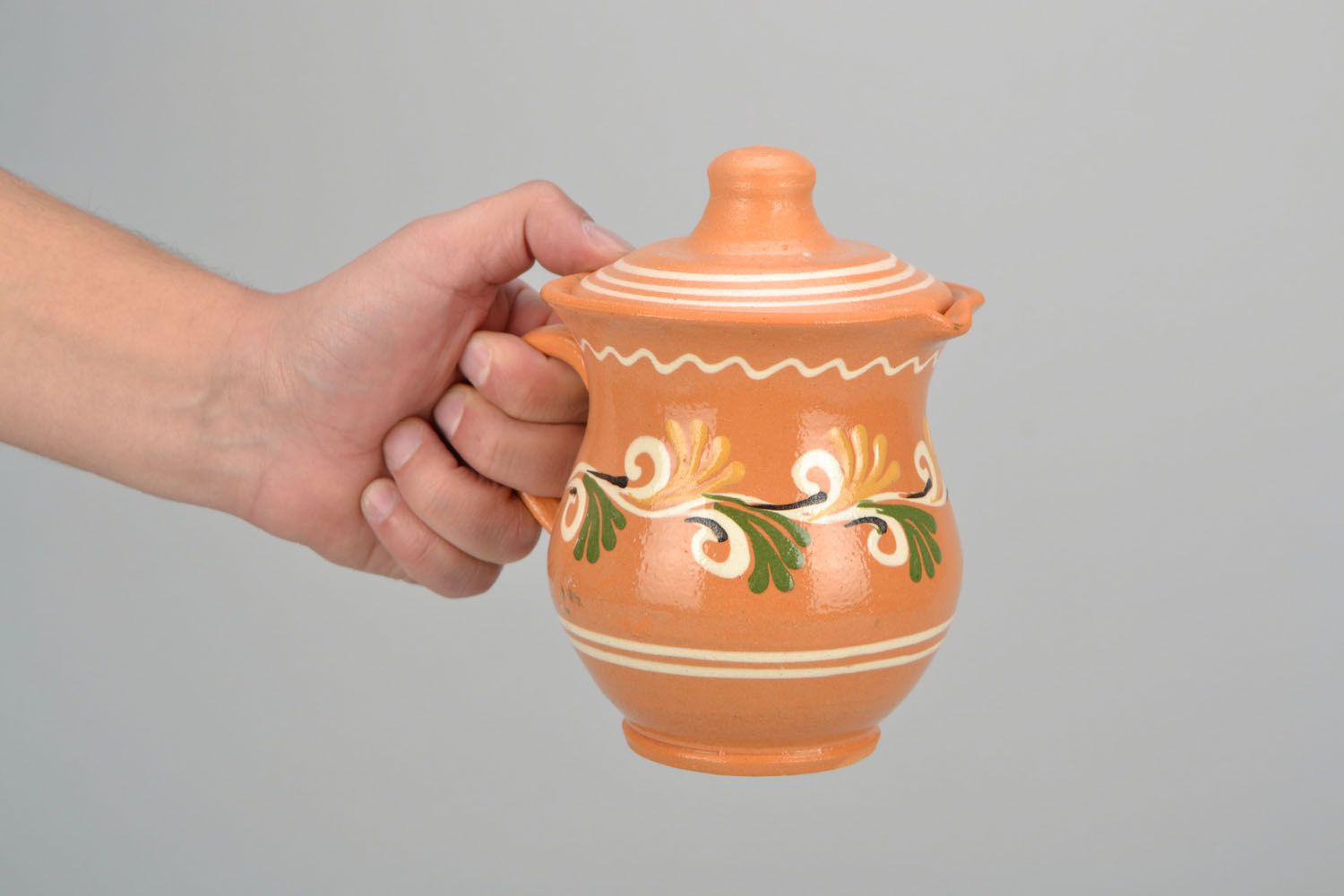 12 oz ceramic porcelain creamer pitcher with hand-painted floral design 1,23 lb photo 2