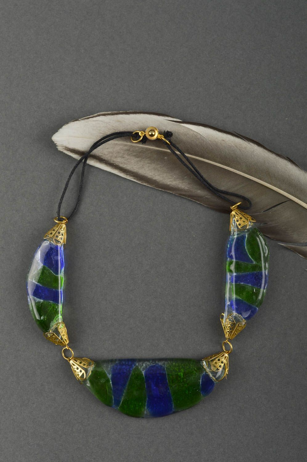 Collar de vidrio de colores hecho a mano accesorio para mujer regalo original foto 1