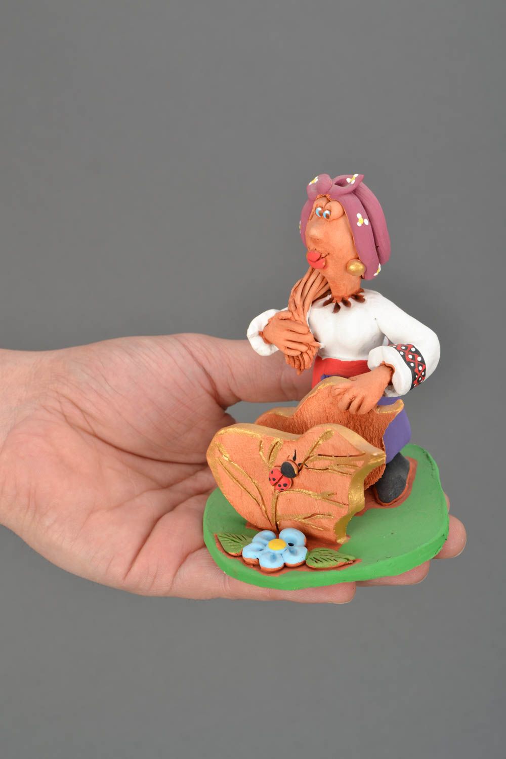 Figurine céramique support pour cartes de visite Femme cosaque photo 2