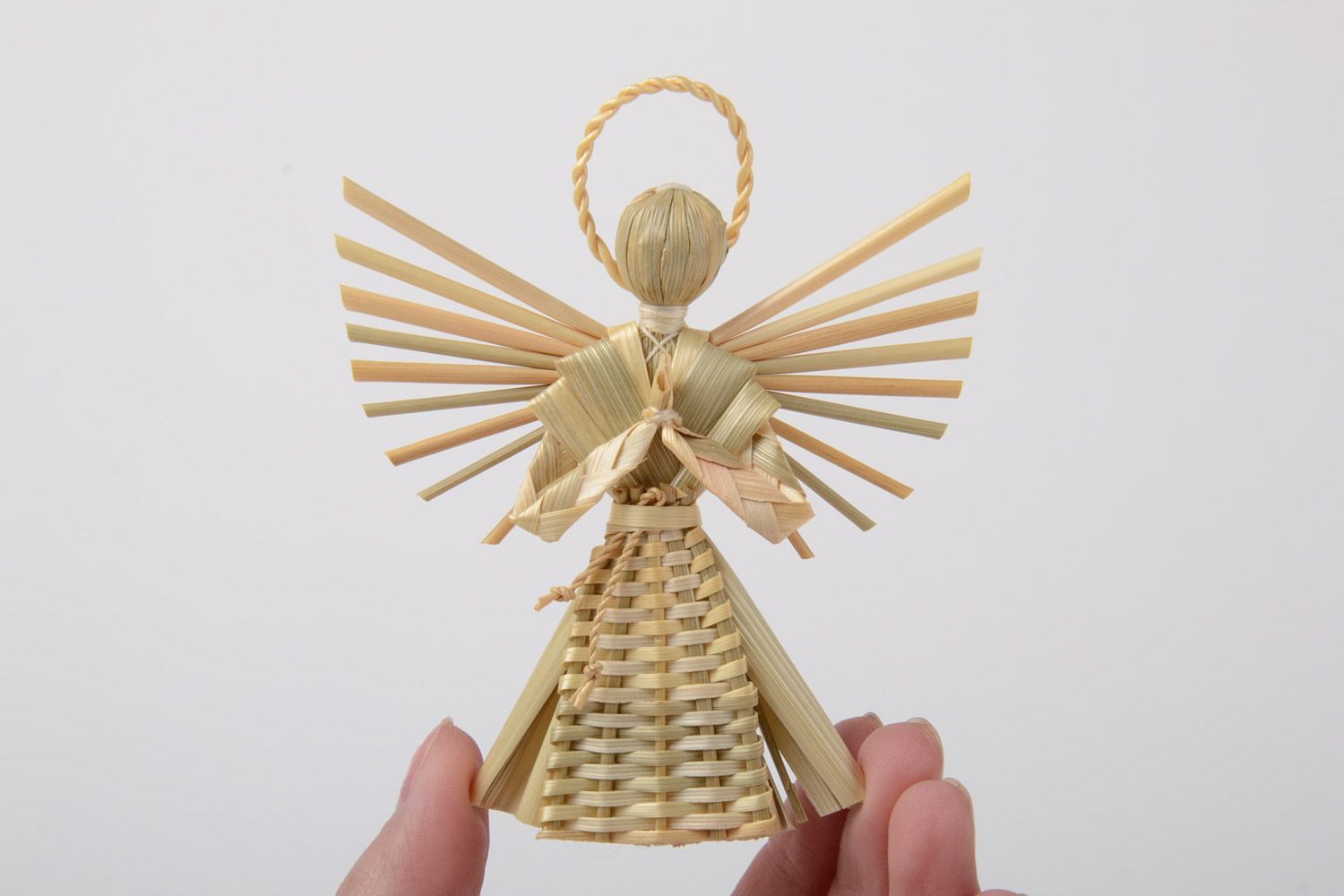 Handmade protective charm woven of straw Guardian Angel for interior decoration photo 5