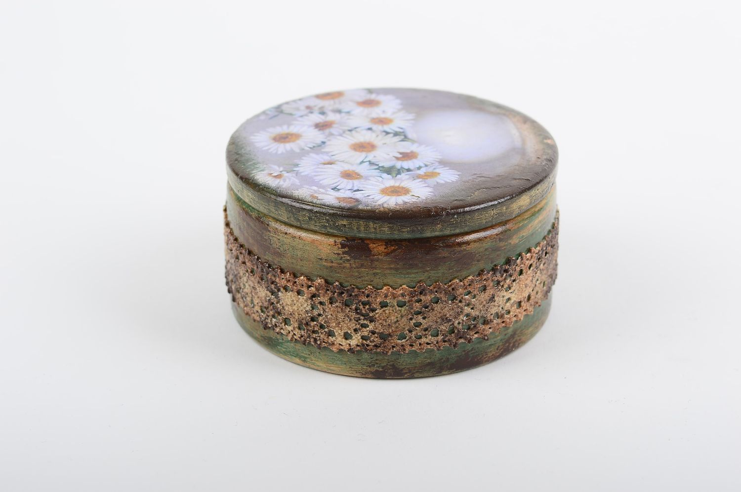 Round handmade wooden box jewelry box design decoupage ideas gifts for her photo 4