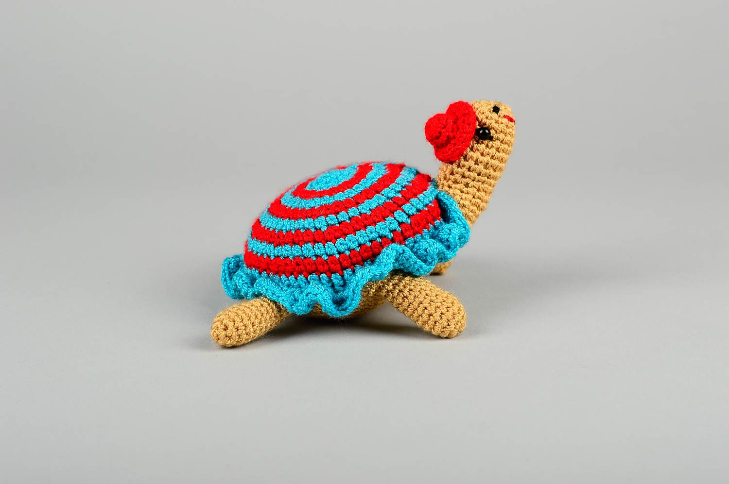 Juguete tejido muñeca artesanal tortuga de peluche vistosa regalo para niña  foto 4