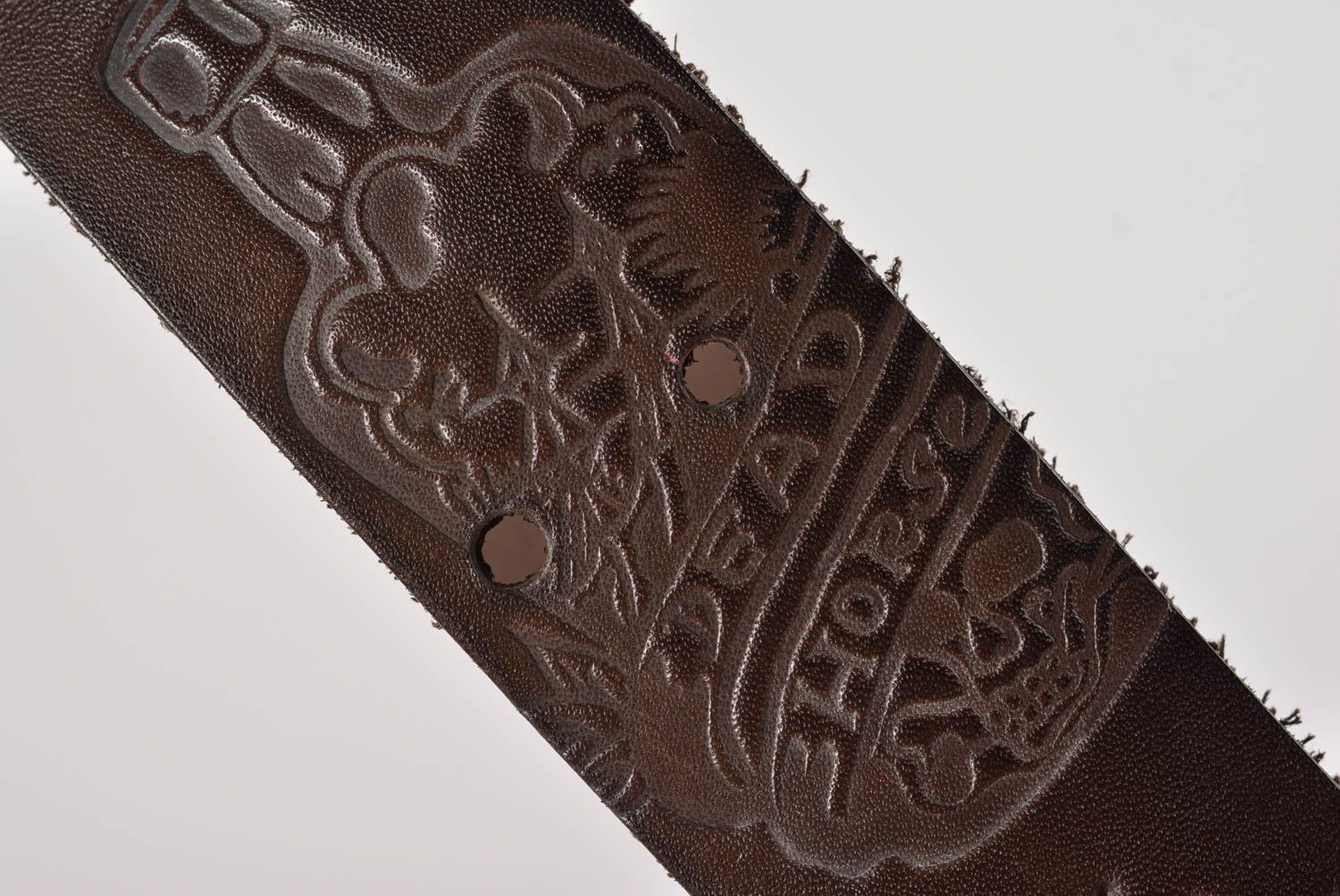 Ceinture en cuir faite main marron Maroquinerie à motif Accessoire mode photo 4