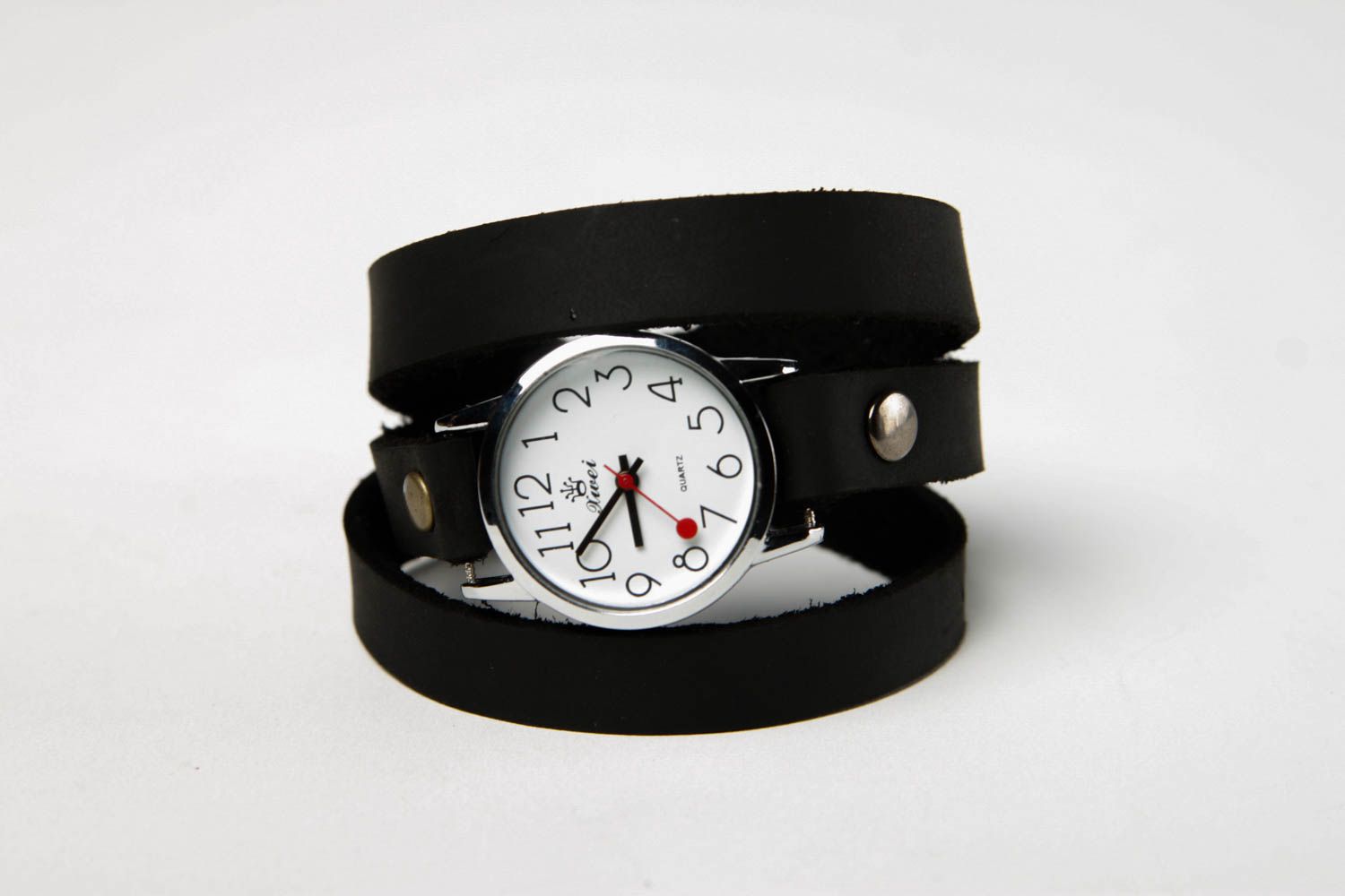 Bracelet cuir fait main Bracelet de montre large noir Accessoire en cuir photo 4