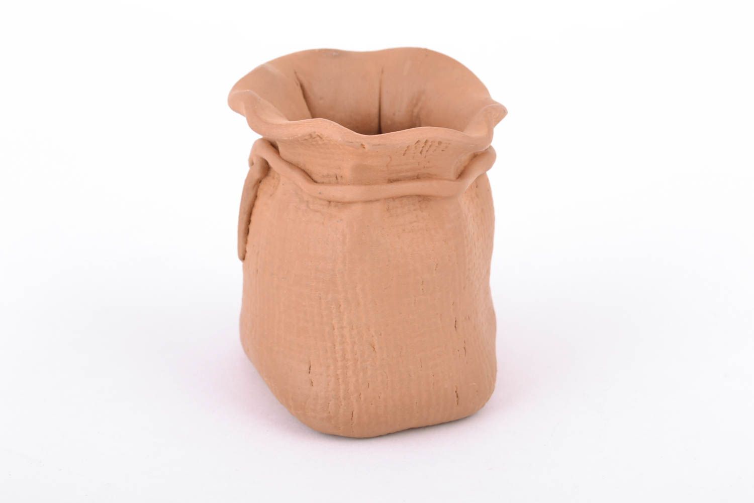 Pot à épices en terre cuite en forme de sac fait main design de créateur photo 5