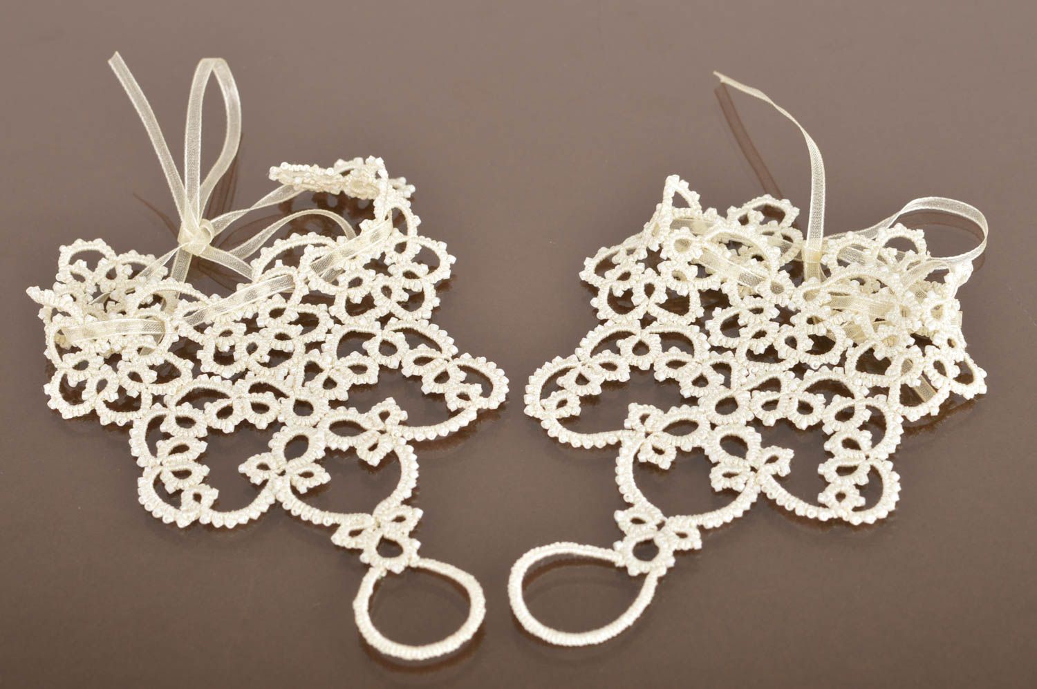 Handmade Damen Handstulpen für Braut in Occhi Technik aus Fäden und Glasperlen foto 1