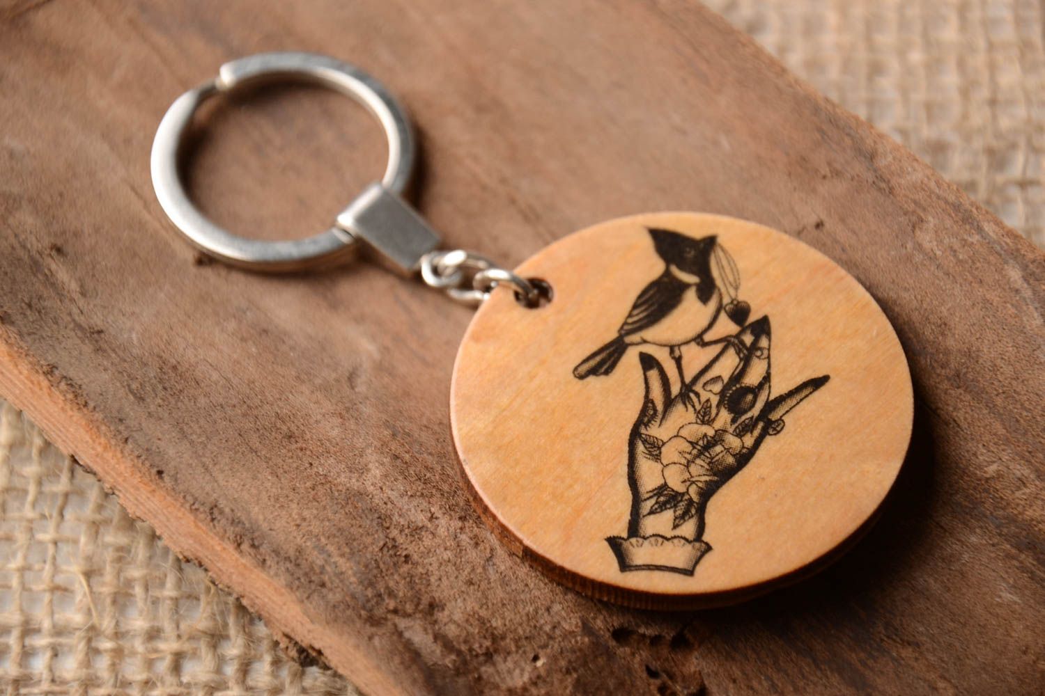 Handmade Schlüssel Anhänger Schlüssel Schmuck Designer Accessoire aus Holz rund foto 1
