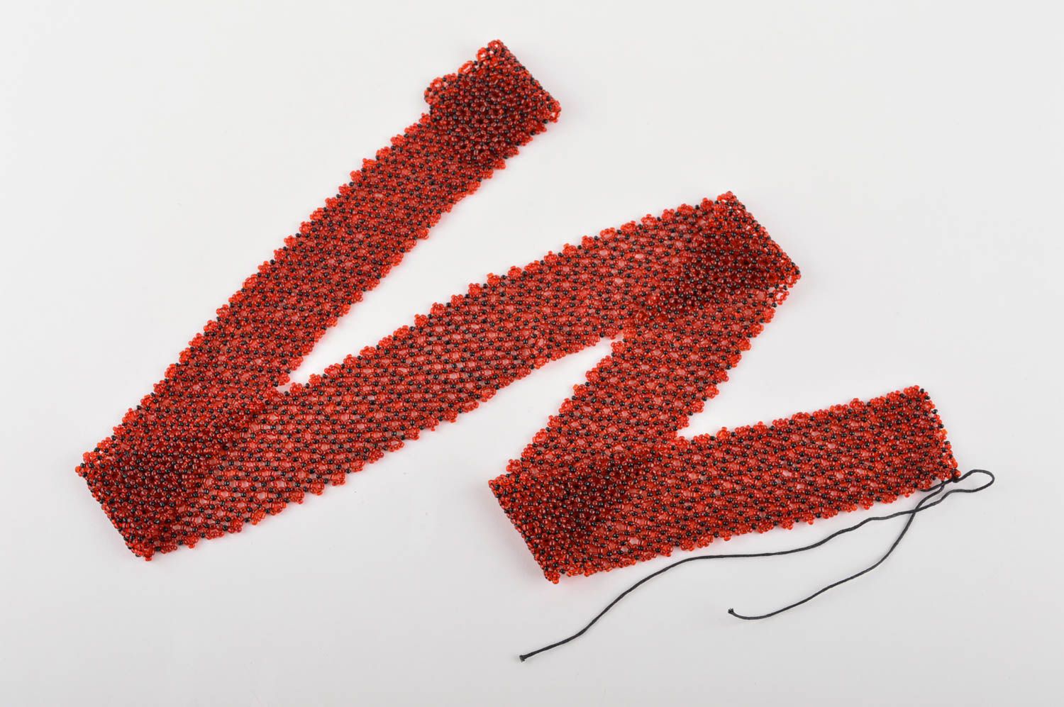Handmade roter breiter Damen Gürtel Accessoire für Frauen Glasperlen Schmuck  foto 1