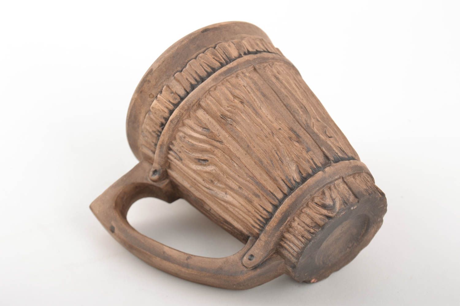 11 oz clay tea mug with handle in fake wood style 0,75 lb photo 4