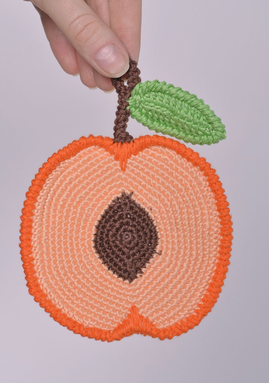 Dessous-de-verre au crochet faits main Accessoires cuisine orange ronds 5 pièces photo 4