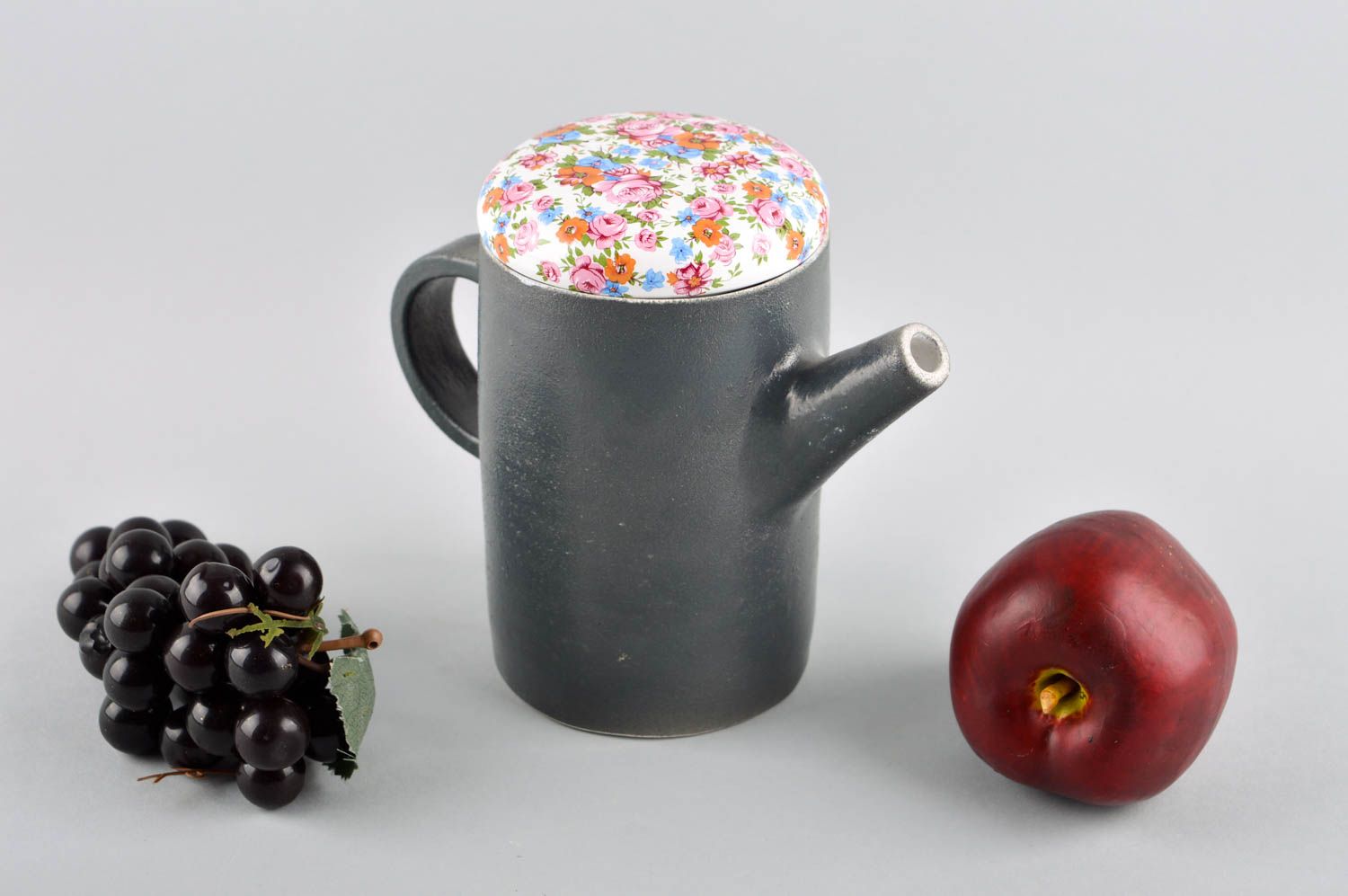 Tetera de cerámica hecha a mano taza de arcilla oscura regalo personalizado foto 1