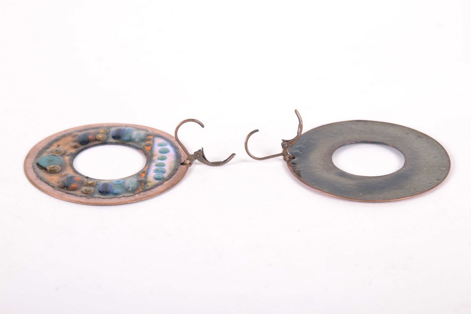 Copper earrings with painting photo 2