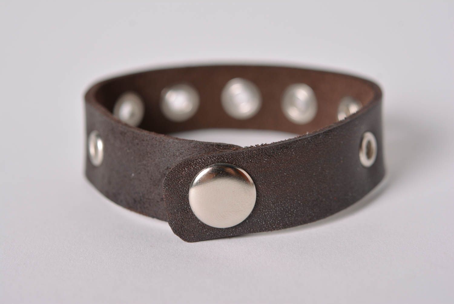 Handmade designer leather bracelet unusual stylish jewelry wrist bracelet photo 2