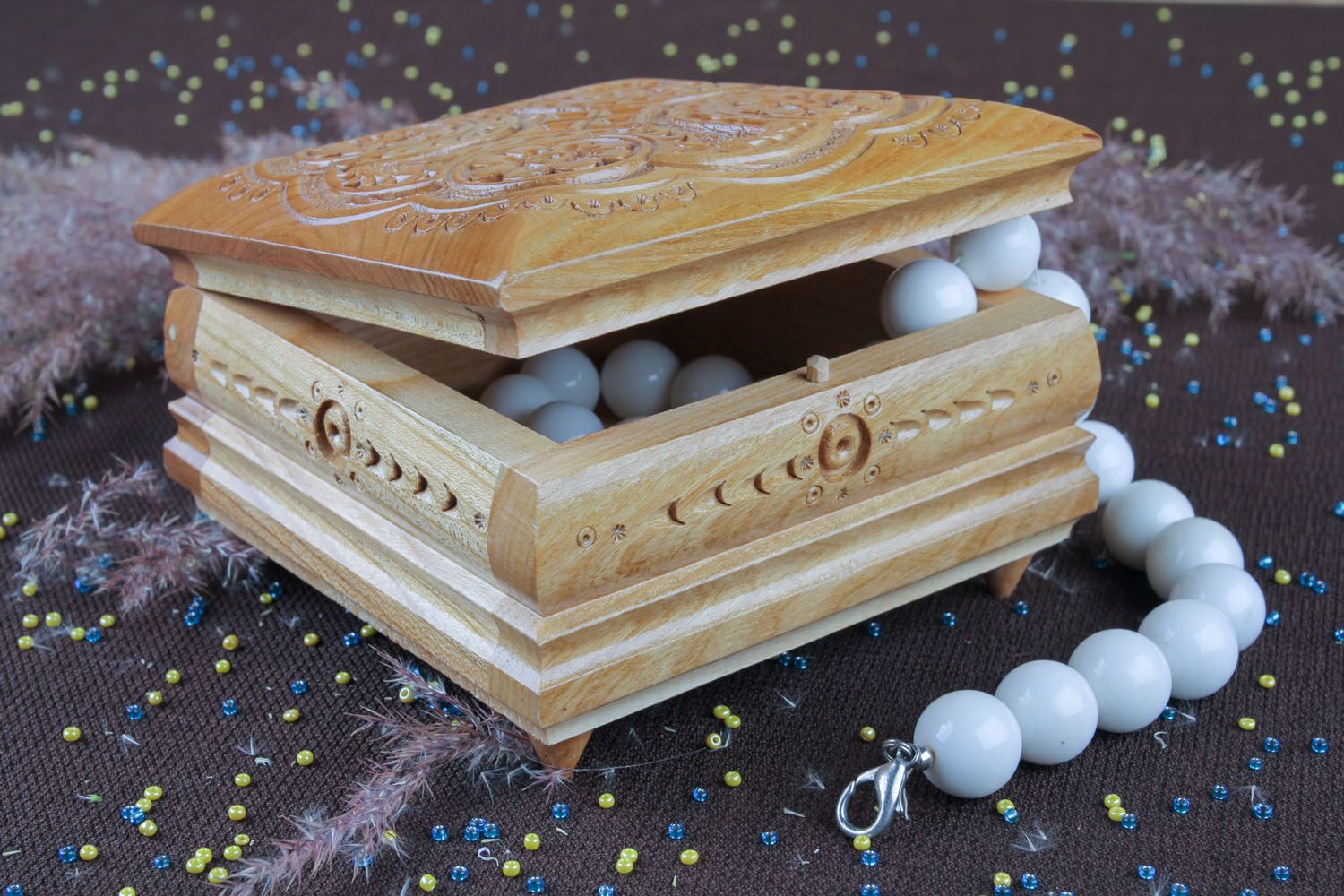 Carved wooden box photo 5