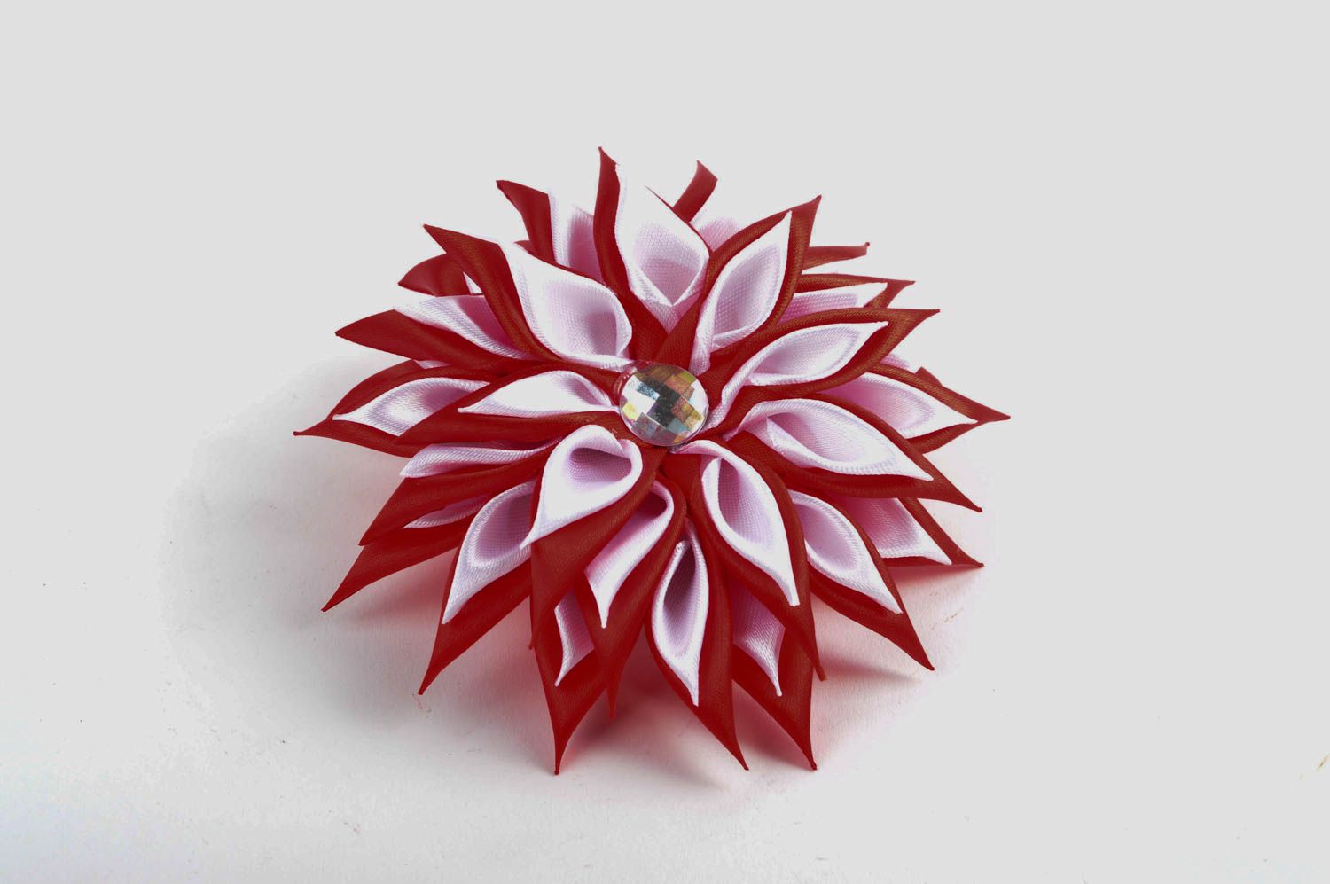 Red handmade flower scrunchie hair tie designer hair accessories small gifts photo 1