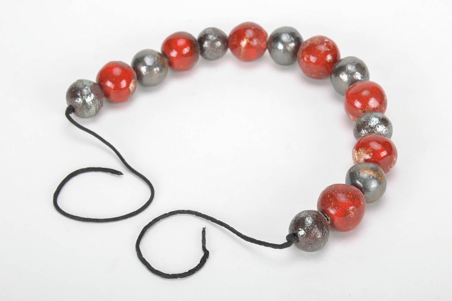 Handmade ceramic bead necklace photo 3