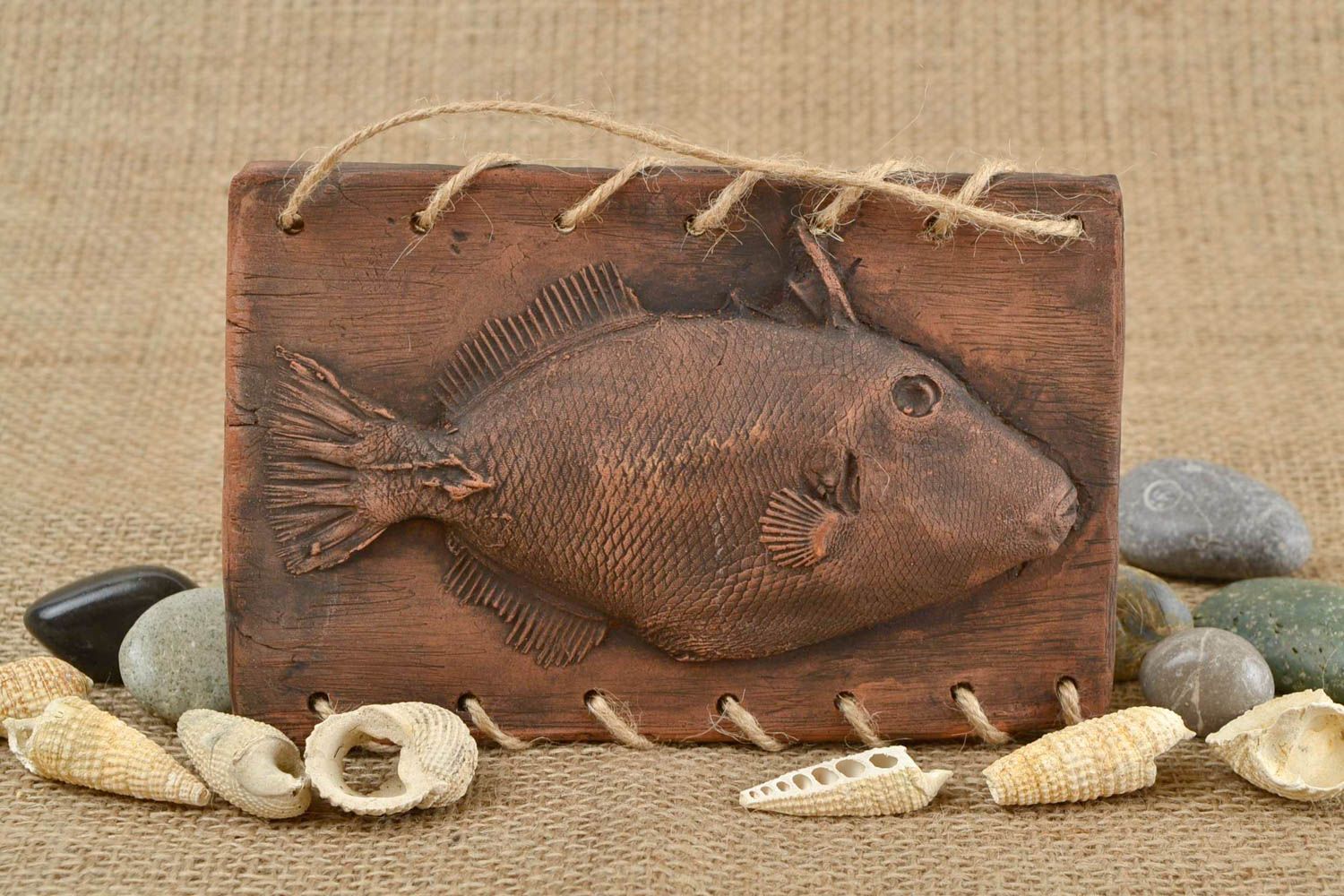 Панно на стену подарок ручной работы панно декоративное оригинальное Рыба фото 1