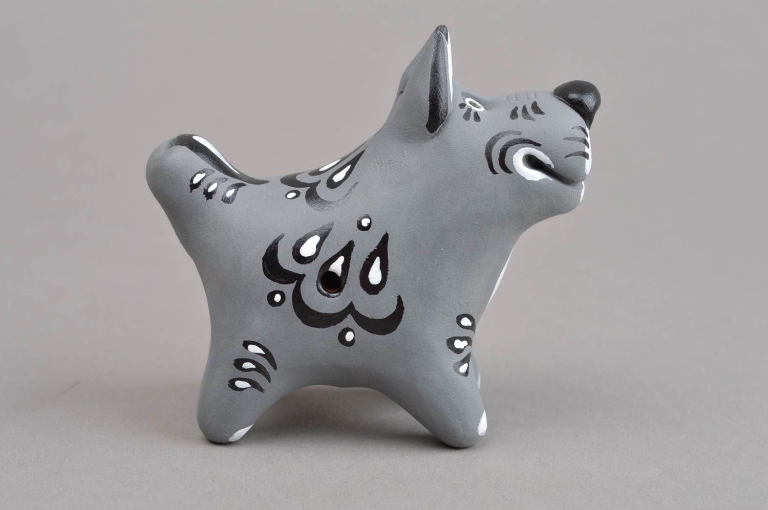 Керамическая свистулька ручной работы глиняная игрушка свистулька из глины Волк фото 2