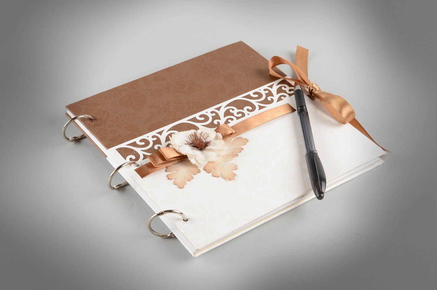 Libro de firmas en técnica de scrapbooking artesanal original bonito Chocolate  foto 1