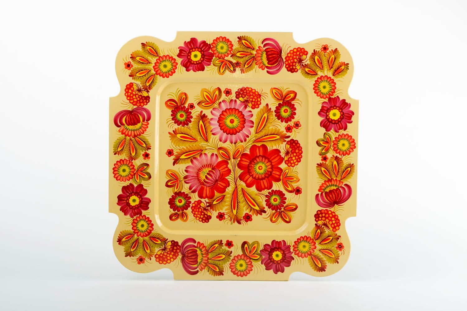 Декор на стену ручной работы квадратная декоративная тарелка расписная посуда фото 3