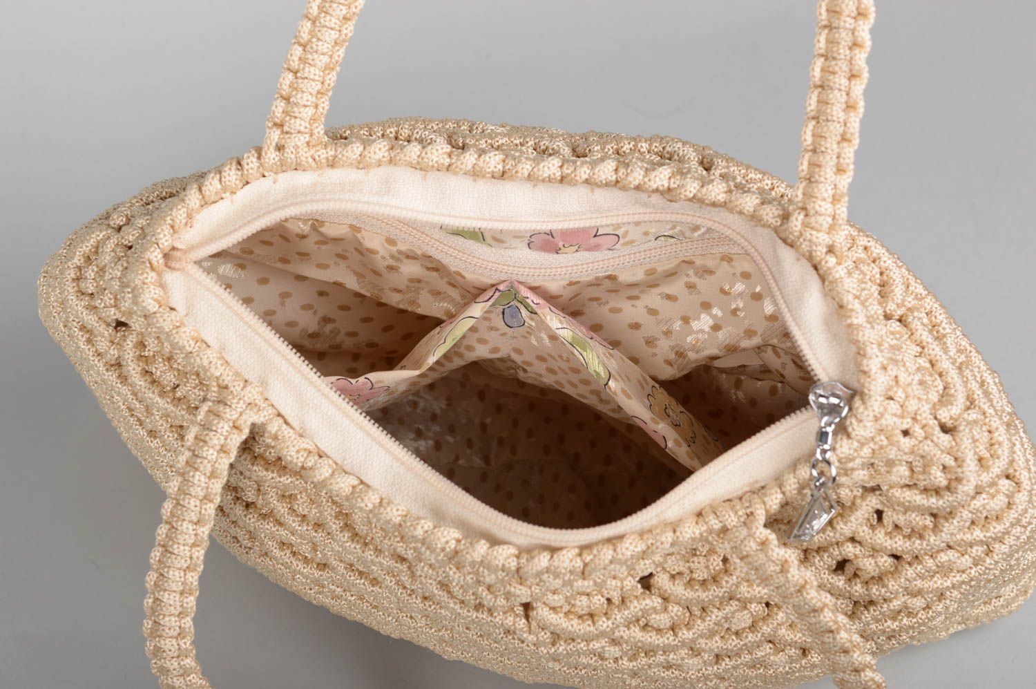 Bolso artesanal de cuerdas color beige regalo para mujeres accesorio de moda foto 3
