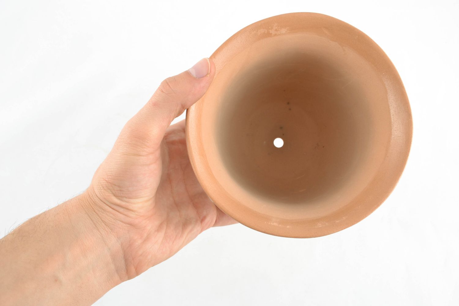 Plain ceramic clay pot in beige color 1 lb photo 2