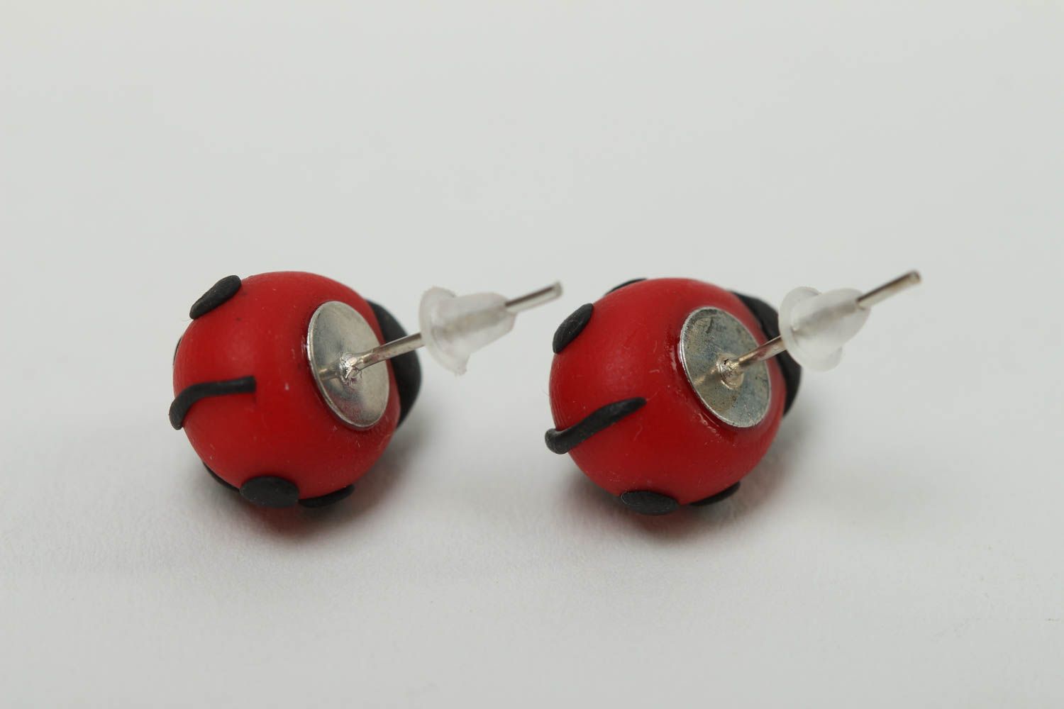 Handmade stylish stud earrings unusual plastic jewelry beautiful earrings photo 4