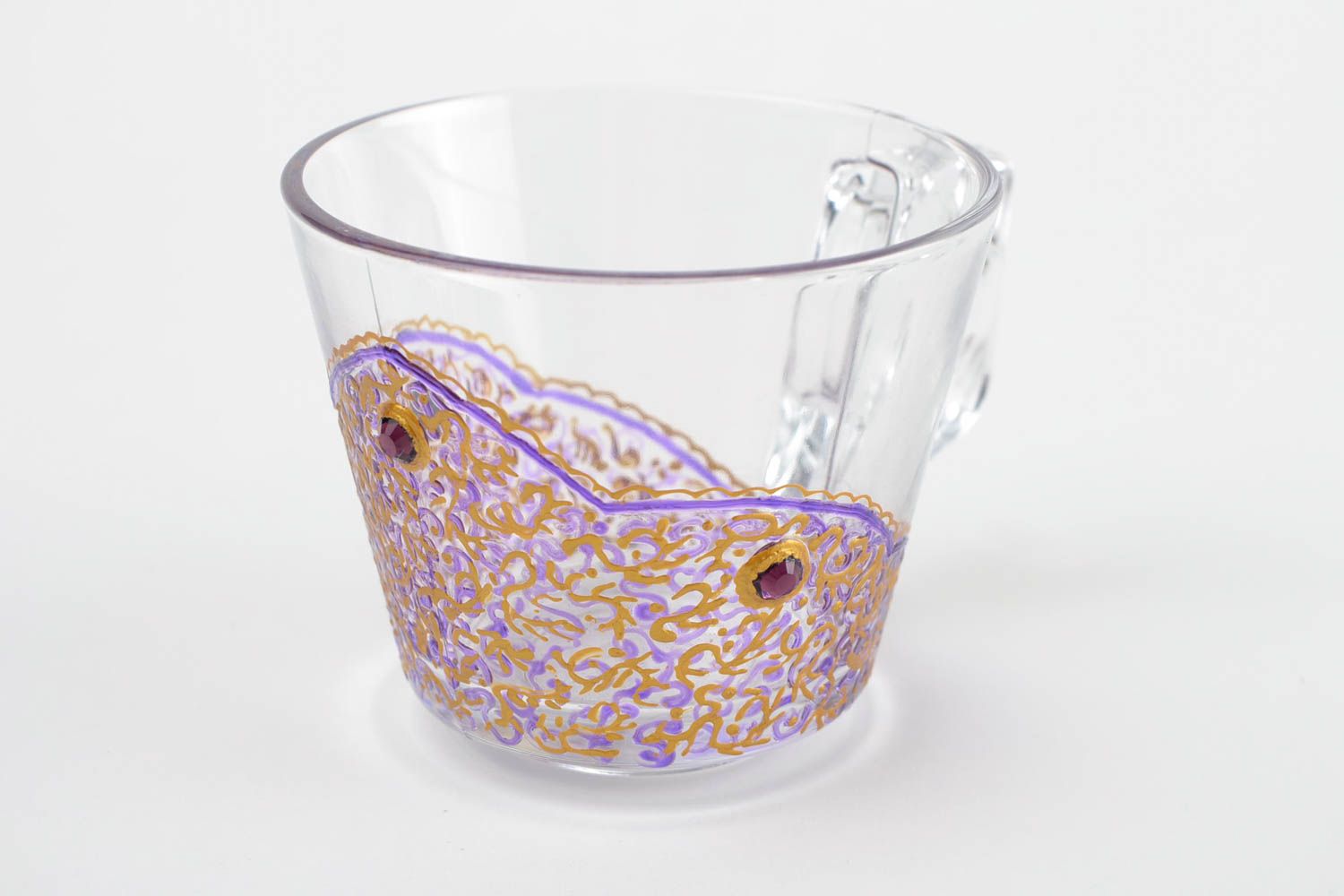 Taza artesanal de vidrio con dibujos utensilio de cocina regalo original  foto 4